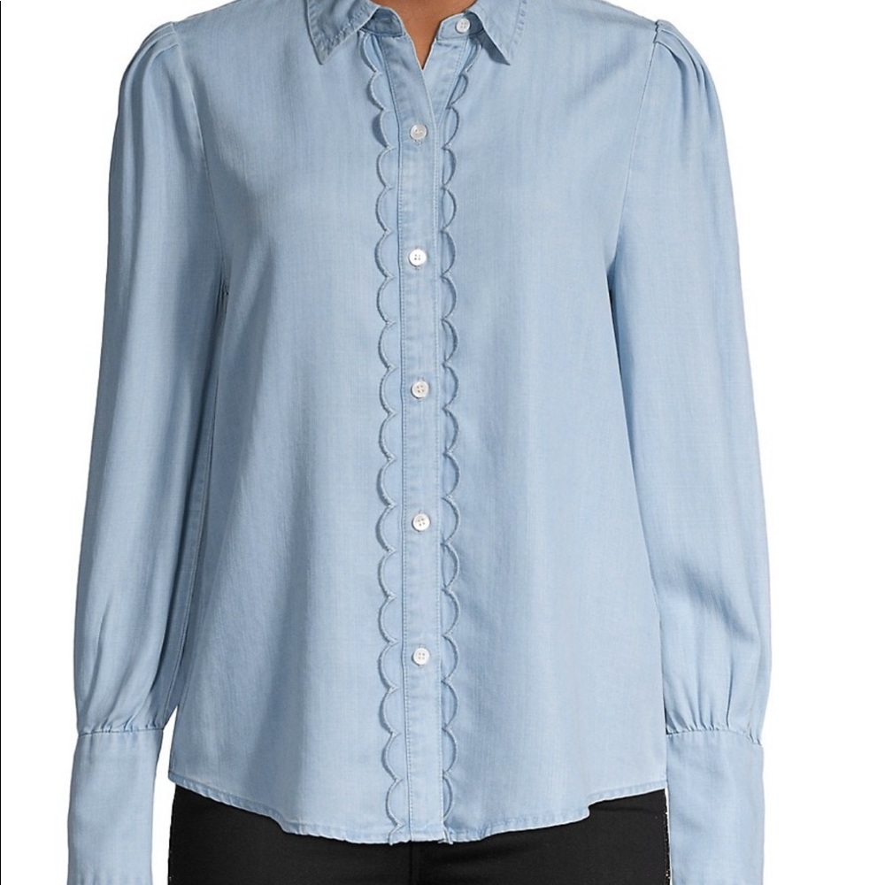 FRAME Scallop Trim Denim Shirt - Picture 7 of 10